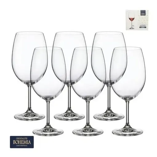 Jogo De 6 Taças Para Vinho Tinto Gastro Titânio Bohemia 450ml