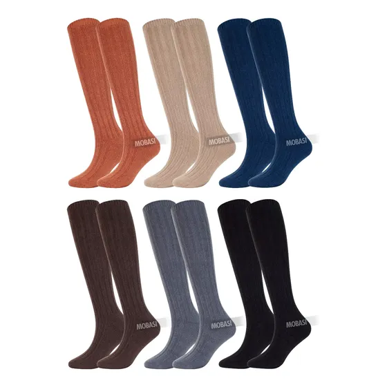 X6 Pares Calcetin Largo Bota Mujer Lana Invierno Sin Costura