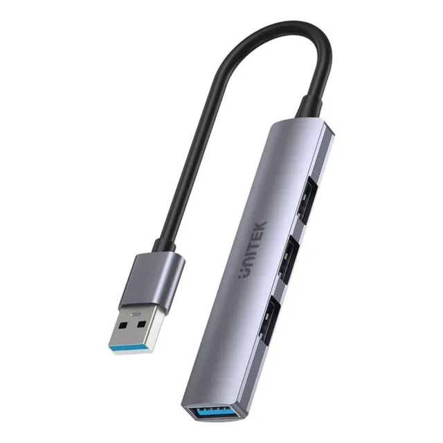 Hub Usb-a 3.0 Unitek 4 En 1 - 3x Usb 2.0, 1x Usb 3.0 Color Gris