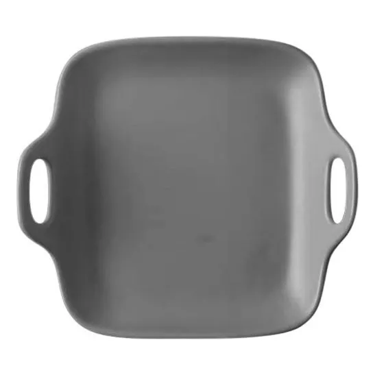 Plato Cuadrado Con Asas De Cerámica 20x19x5 Cm Gris Selecta