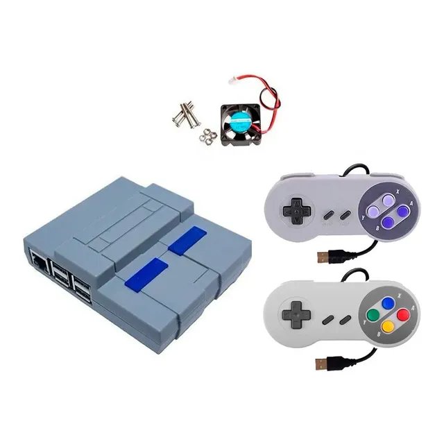 Case Super Nes Snes Raspberry Pi3 + Cooler + 2 Controles 