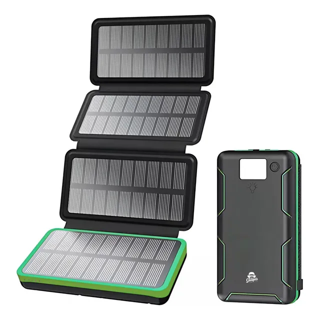 Power Bank Bateria Solar 20,000mah Panel Solar Plegable Color Verde