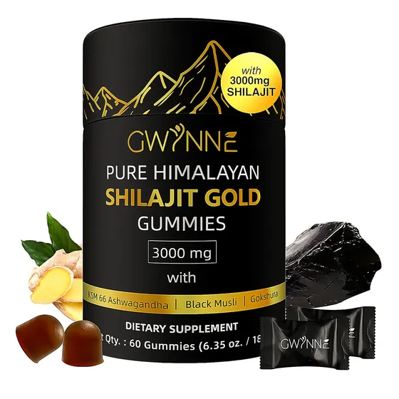 Gwynne Shilajit Gummies Puro Del Himalaya 85 Micronutrientes 3000mg Apto Para Hombres Y Mujeres 100% Natural Orgánico 60 Gommies
