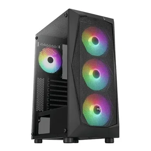 Chasis Caja Gamer Aerocool Falcon Rgb Vidrio 4 Fans Argb Color Negro