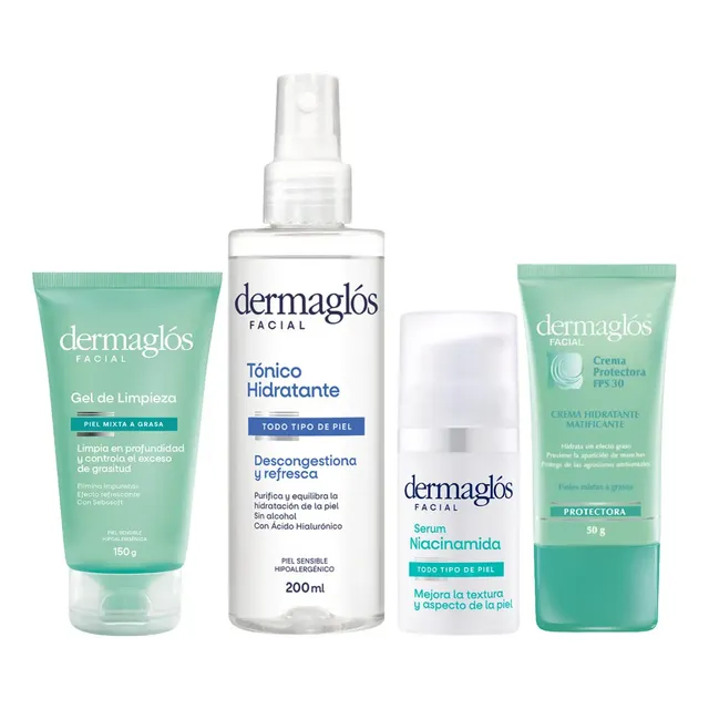 Kit Dermaglós Rutina Piel Mixta A Grasa + Serum Niacinamida