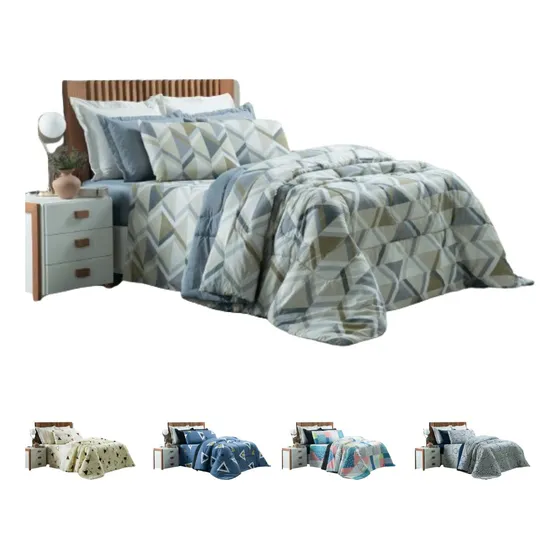 Edredom Casal Dupla Face 400 Fios Estampado Cama Box