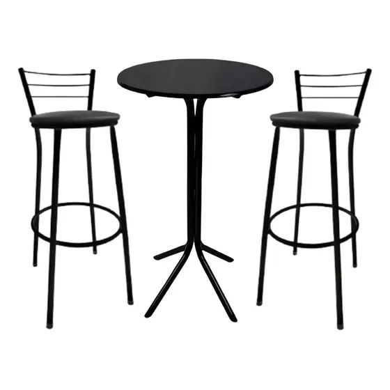 Kit 2 Banco Banqueta Bistro Dentista E Mesa Alta Bistro Mdf