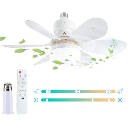 Ventilador De Techo E27 85-265v 42cm Con LuzIncluye Extensor Y Control Remoto AvanzadoBrillo 3000k-6500k/regulable,... 6 42 Cm Blanco Plástico Blanco Lechoso