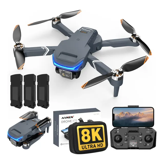 Mini drone axnen 4K XT9 dual cámara HD 2.4GHz 3 baterías gris oscuro
