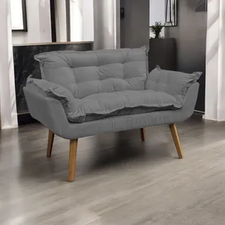Namoradeira Decorativa Para Sala Recepção Manicure Consultório Escritório Suede Cinza Namoradeira Decorativa Para Sala Recepção Manicure Consultório Escritório Suede Cinza