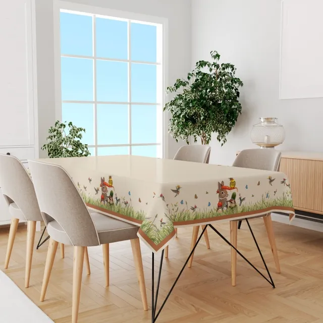 Toalha De Mesa Luxo 6 Lugares Tecido Estampado Retangular 