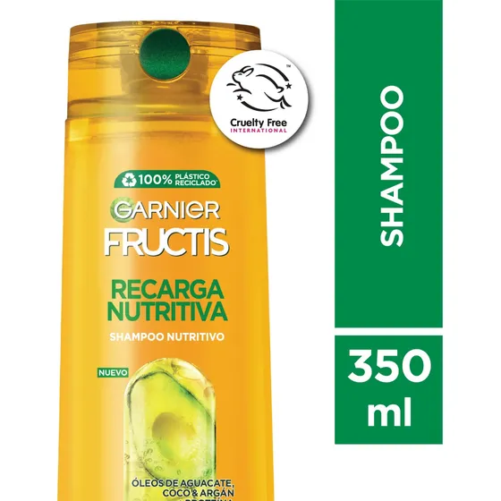 Shampoo Fructis Shampoo Garnier Fructis Recarga Nutritiva 350ml Recarga Nutritiva de coco en botella de 350mL de 350g por 1 unidad de 650g