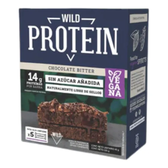 Barritas Wild Protein Chocolate Bitter Vegana 5 unidades