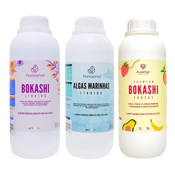 Adubo Foliar Liquido Concentrado Bokashi Kit 3 Litros Grow