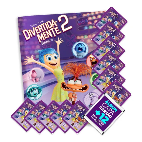 Divertidamente 2: Álbum Capa Mole+12 Envelopes:60 Figurinhas
