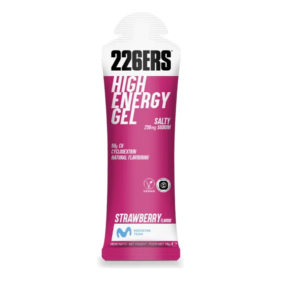 Gel 226ers High Energy 76g (10 Sachês) - Carboidratos 50g Sabor Morango Salgado