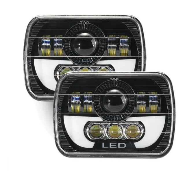 2 Opticas Led 7 PuLG 120w H4 Rectangular Jeep Hilux 12/24v