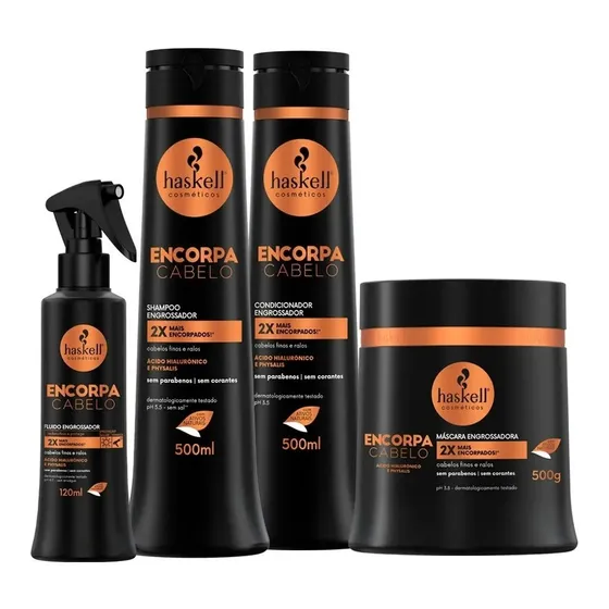 Kit Haskell Encorpa Cabelo Sh Cond Másc 500 Fluído 4 Itens