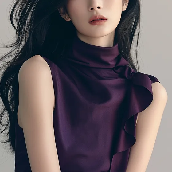 Blusa Morada Sin Mangas Elegante Para Mujer - Diseño Francés