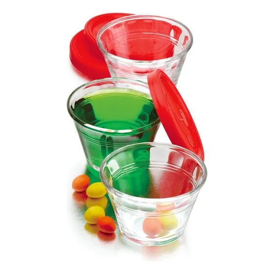 Juego De 3 Flaneras Con Tapa Pyr-o-rey Color Tapa Roja