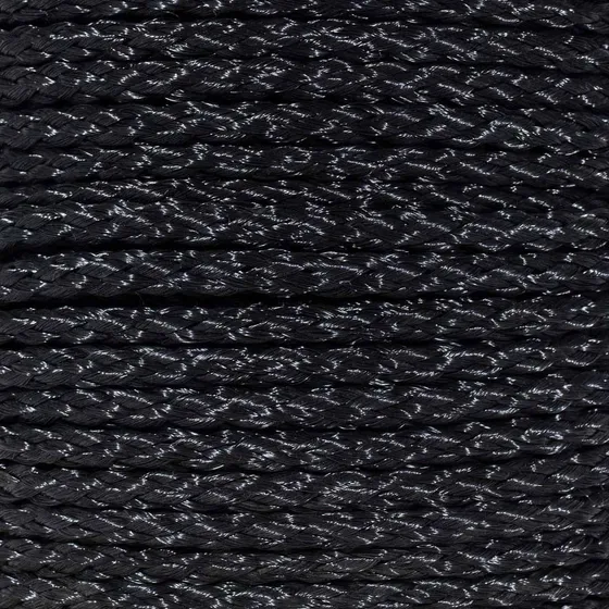 Cuerda De  Trenza Hueca En Negro - 1/2 Pulgada, 100 Pies
