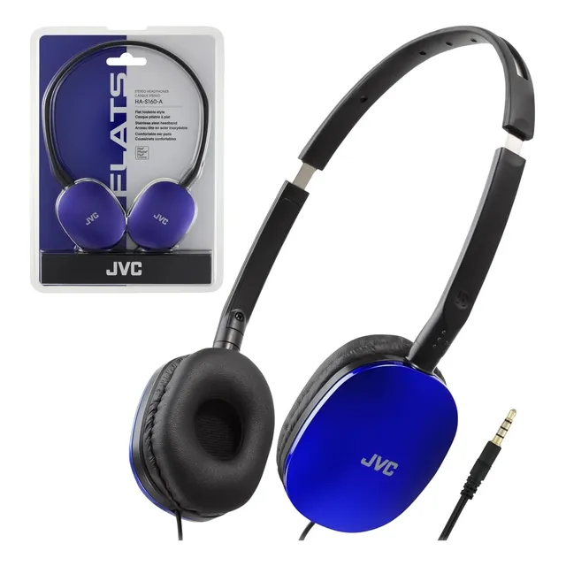 Audifonos Planos Con Cable Jvc Has160a Almohadillas Suaves Azul