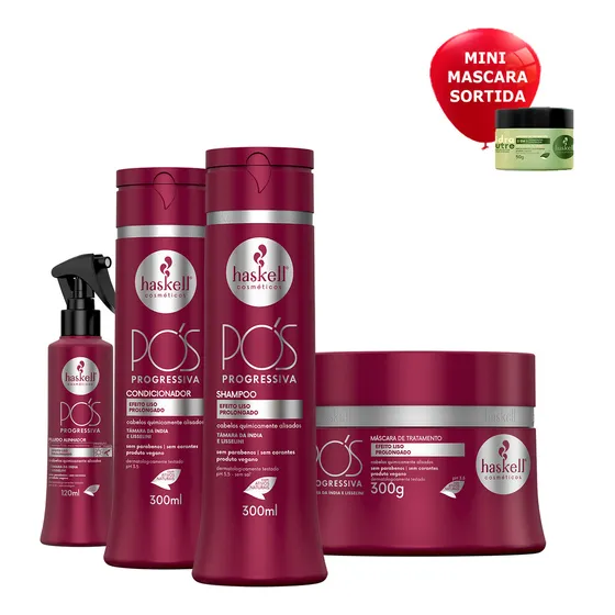 Kit Haskell Pós Progressiva Shampoo+cond+mascara + Fluido