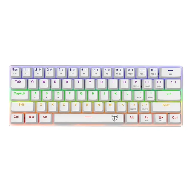 Teclado gamer T-Dagger Arena QWERTY T-Dagger Brown inglés US color blanco con luz rainbow