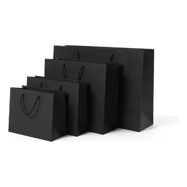 Bolsa Papel Kraft Grande Regalo Tienda Boutique Negro Marrón