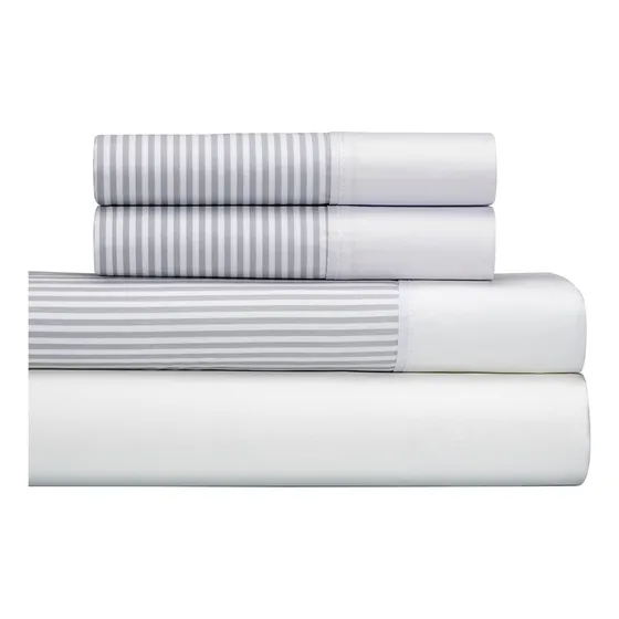Sabanas Cannon 1 1/2 Plazas 200 Hilos Puro Algodon Premium!! Color Blanco Diseño De La Tela Rayas