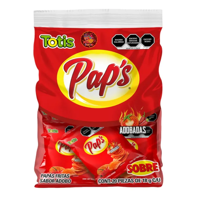 Totis Papas Fritas Clásica Chile Adobadas Sobre 20 Pz De 18g