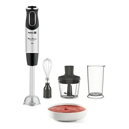 Batidora de inmersión Inox Quickchef 1000W 3 en 1 + Vaso Moulinex