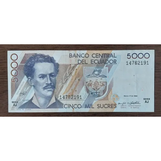 Ecuador. 5000 Sucres. 1992 Pick 126