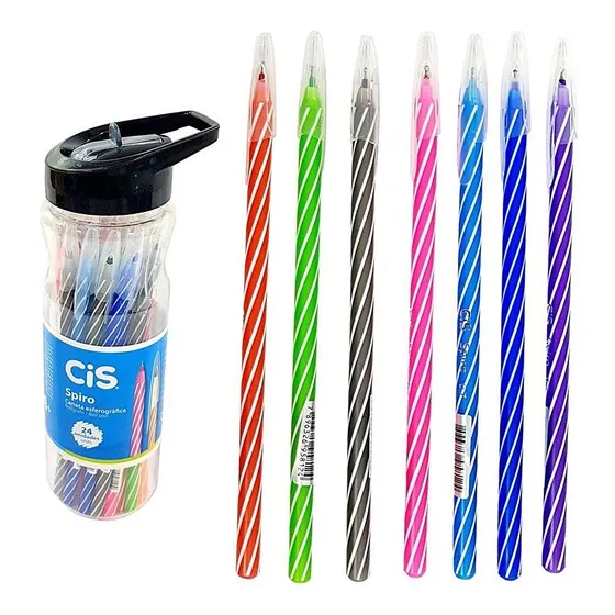 Caneta Spiro Cis 0,7mm Esferográfica Pote Com 24 Unidades