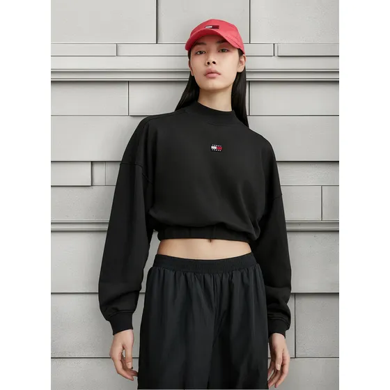 Saco Holgado De Corte Cropped Para Mujer Negro Tommy Jeans