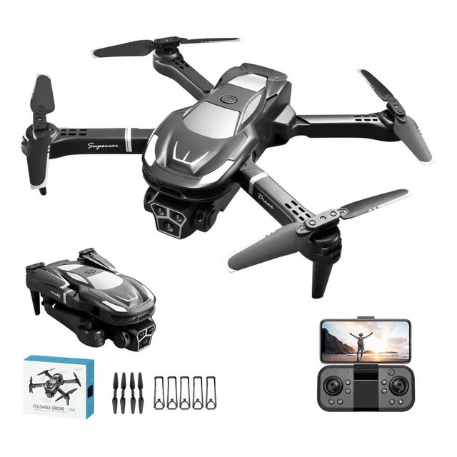 Drone Mecajota a Control Remoto con Cámara 4k Hd/2 Baterías/3 Cámara Color Negro
