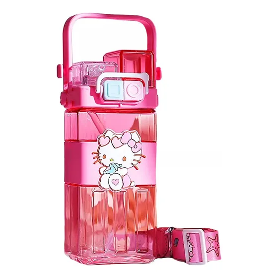 Botella Vaso Cantimplora Agua Doble Con Correa Kitty Sanrio