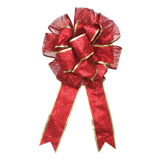 Ramo De Flores Rojo Y Dorado Con Lazo Navideño Grande De P P Ramo De Flores Rojo Y Dorado Con Lazo Navideño Grande De P P