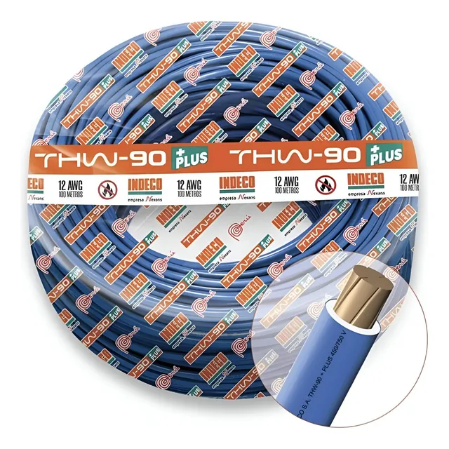 Rollo De Cable 100 Metros Thw-90+ Plus 12 Awg Indeco