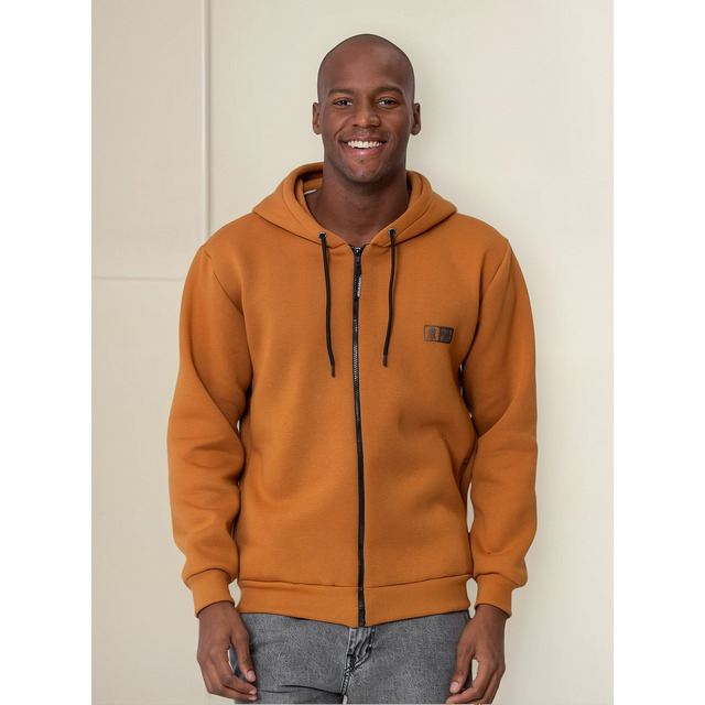 Blusa Masculina Moletom Capuz Polo Wear Marrom Médio Blusa Masculina Moletom Capuz Polo Wear Marrom Médio