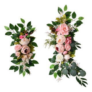 Tira De Flores De Mesa Con Arreglos Florales De Imitación, 2 Tira De Flores De Mesa Con Arreglos Florales De Imitación, 2
