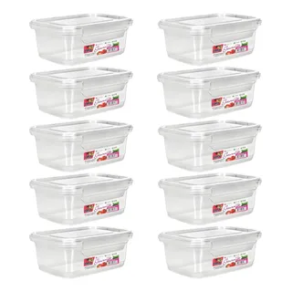 Kit 10 Potes 750ml Herméticos Travas Marmita Reutilizåvel Kit 10 Potes 750ml Herméticos Travas Marmita Reutilizåvel