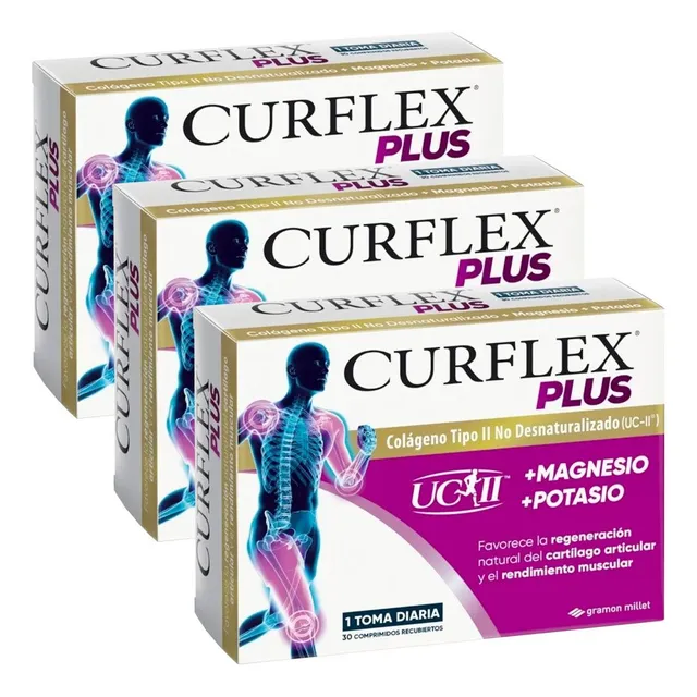 Pack 3 Curflex Plus Colágeno Tipo 2 Huesos Y Articulaciones
