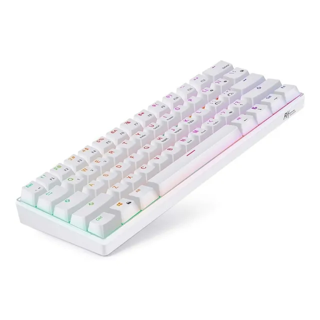 Teclado gamer Royal Kludge QWERTY Royal Kludge Blue inglés US color blanco con luz RGB