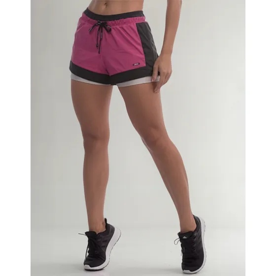 Short De Corrida Com Bolsos E Zíper Nas Laterais