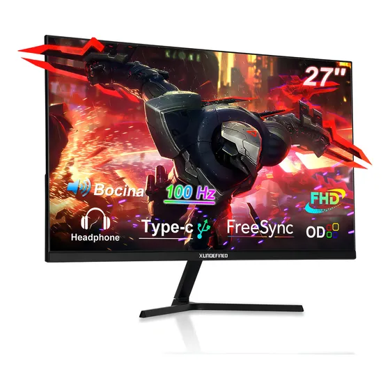 Monitor gamer Xundefined 27 FHD 100HZ Bocina USB-C LED negro 127V