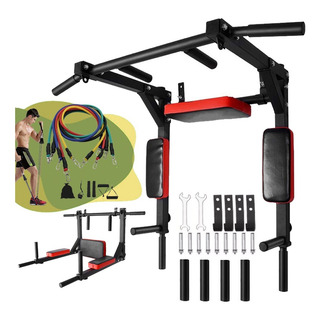 Barra 8en1 Dominadas Pared Gym Multifuncional Box Pesas Color Rojo Barra 8en1 Dominadas Pared Gym Multifuncional Box Pesas Color Rojo