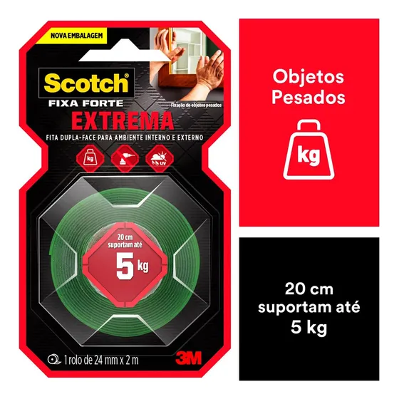 3M Fita dupla face fixa forte extreme 24mm x 2,0mts