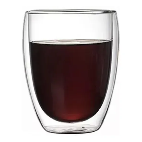 Pocillo Taza Café 350 Ml Doble Pared Vidrio Borosilicato X1 Color Transparente Café/te/shot