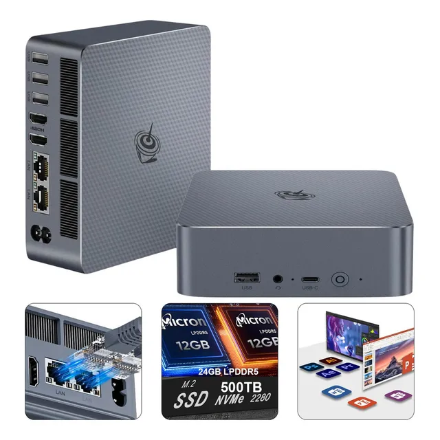 Mini Pc Beelink Eqi12 Intel Core I3 1220p 24gb Ram Ssd 500gb Aspor Caché Inteligente Intel® De 12 Mb Gráficos Intel Uhd Hdmi 4k 60hz Wifi6 Intel Ax101 2.4g/5g Puertos Lan Duales